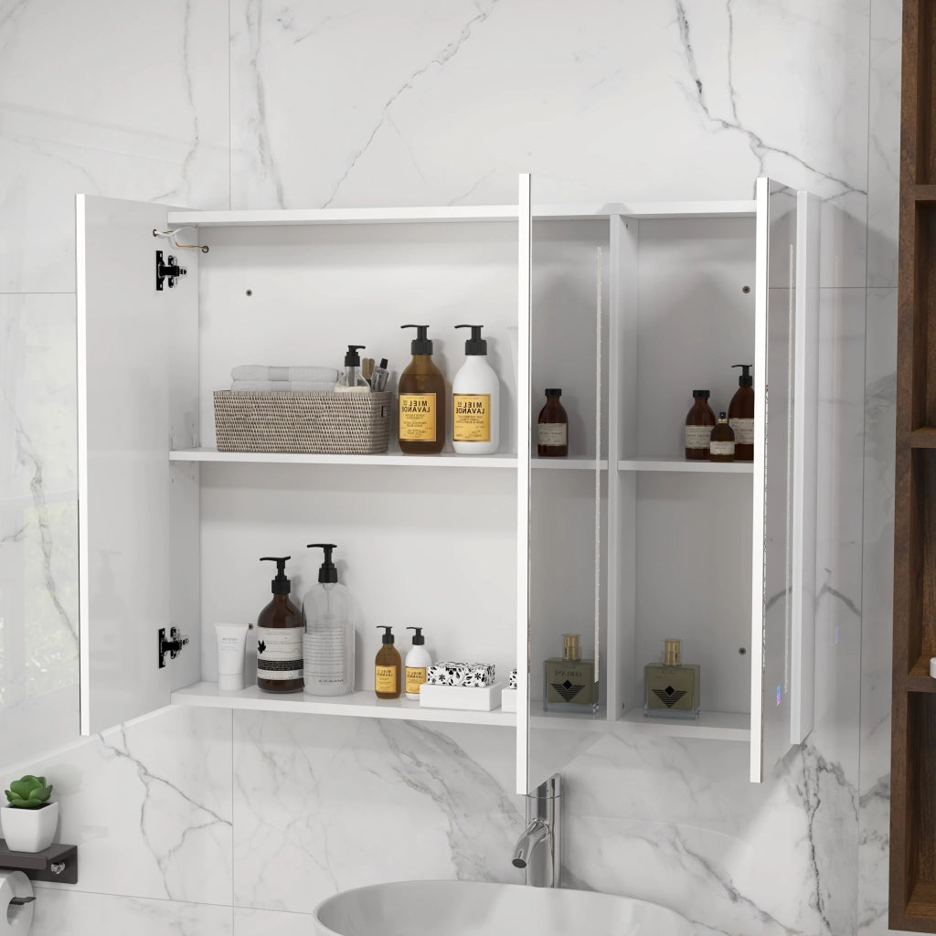 Specchio da Bagno con Luce LED e Porta USB ¨C Xylo ¨C Bianco 90x15x70cm