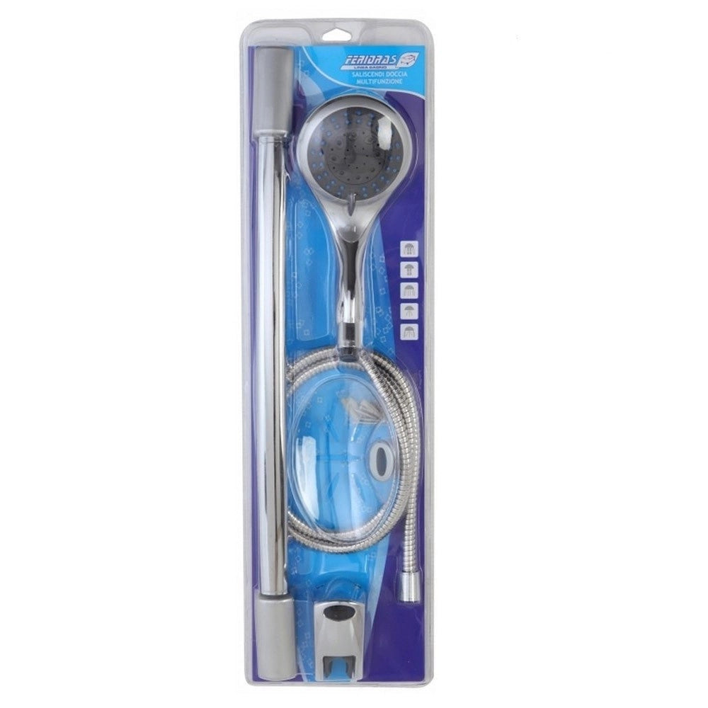 Trade Shop - Saliscendi Asta Con Soffione Doccia 5 Funzioni Cromo Bagno Doccia Vasca -