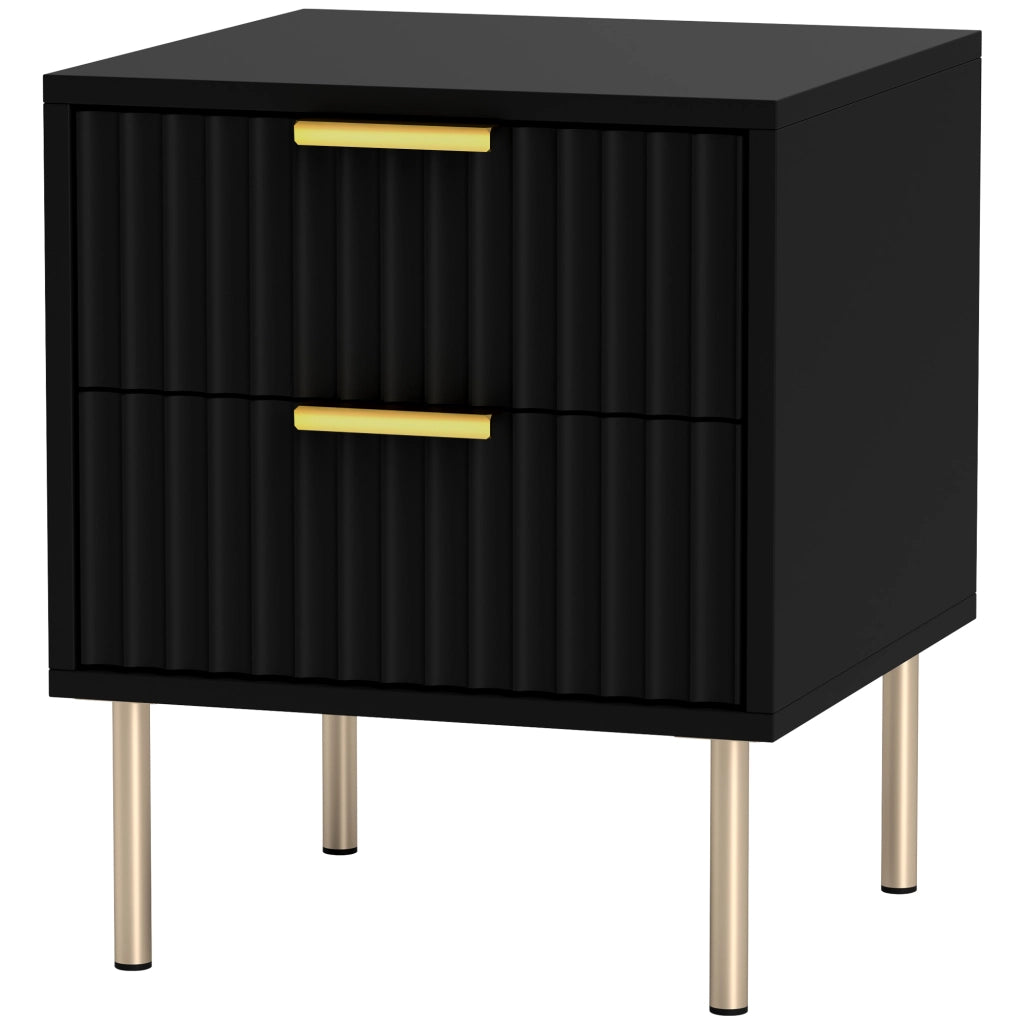 Comodino ¨C Minimal ¨C nero, acciaio, 2 cassetti