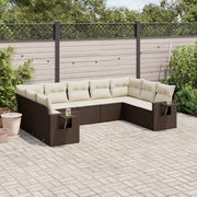 Set Divani da Giardino 9pz con Cuscini Marrone in Polyrattan 3252940