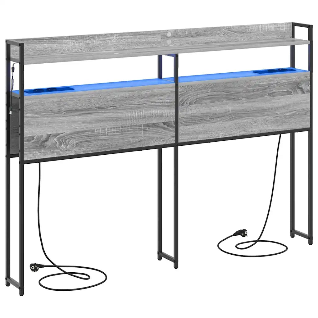 Testiera con lo scaffale-Testata contenitore Grigio sonoma 150 cm Legno multistrato