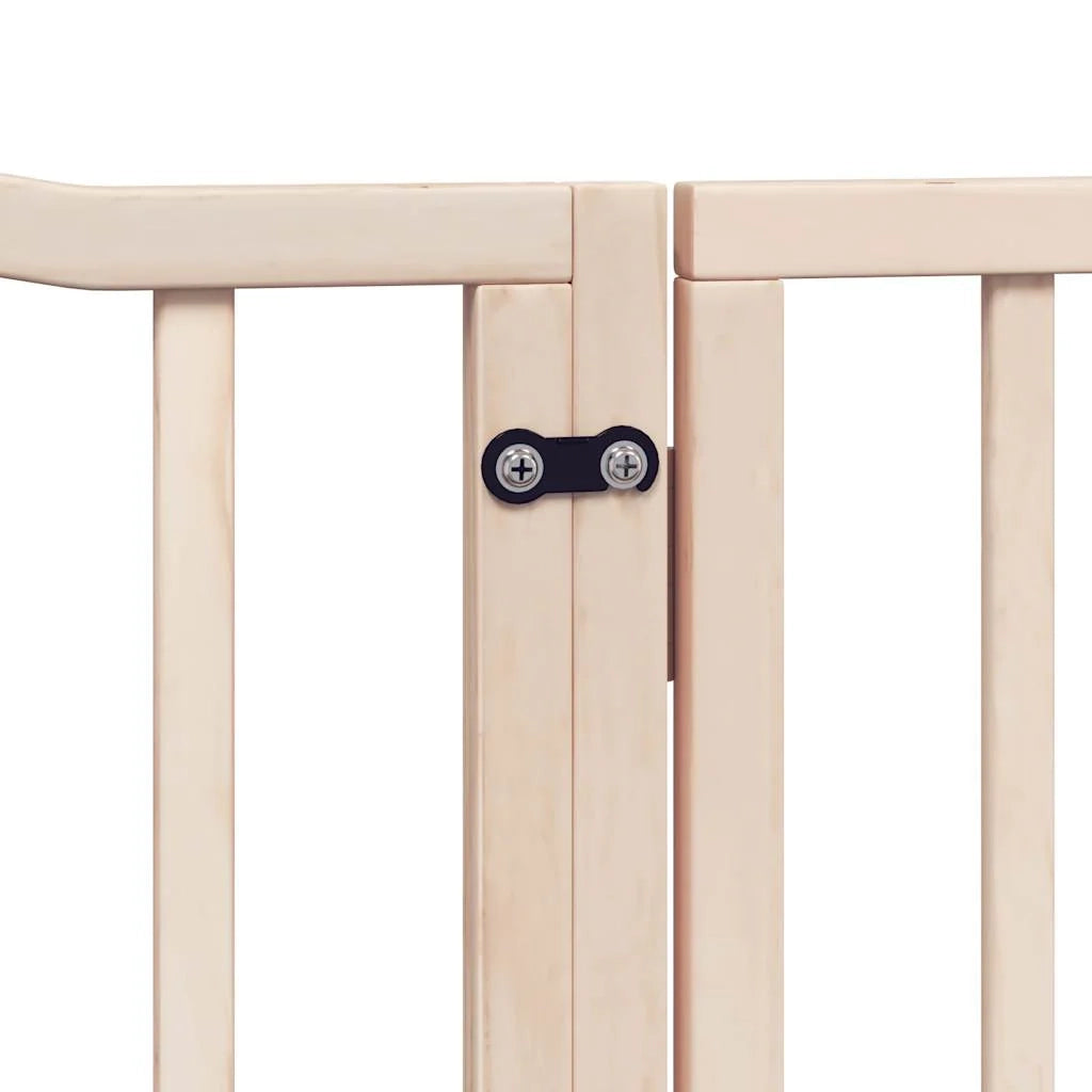 Cancelletto di sicurezza per cani con porta pieghevole 6 pannelli legno di pioppo marrone 02_0023028