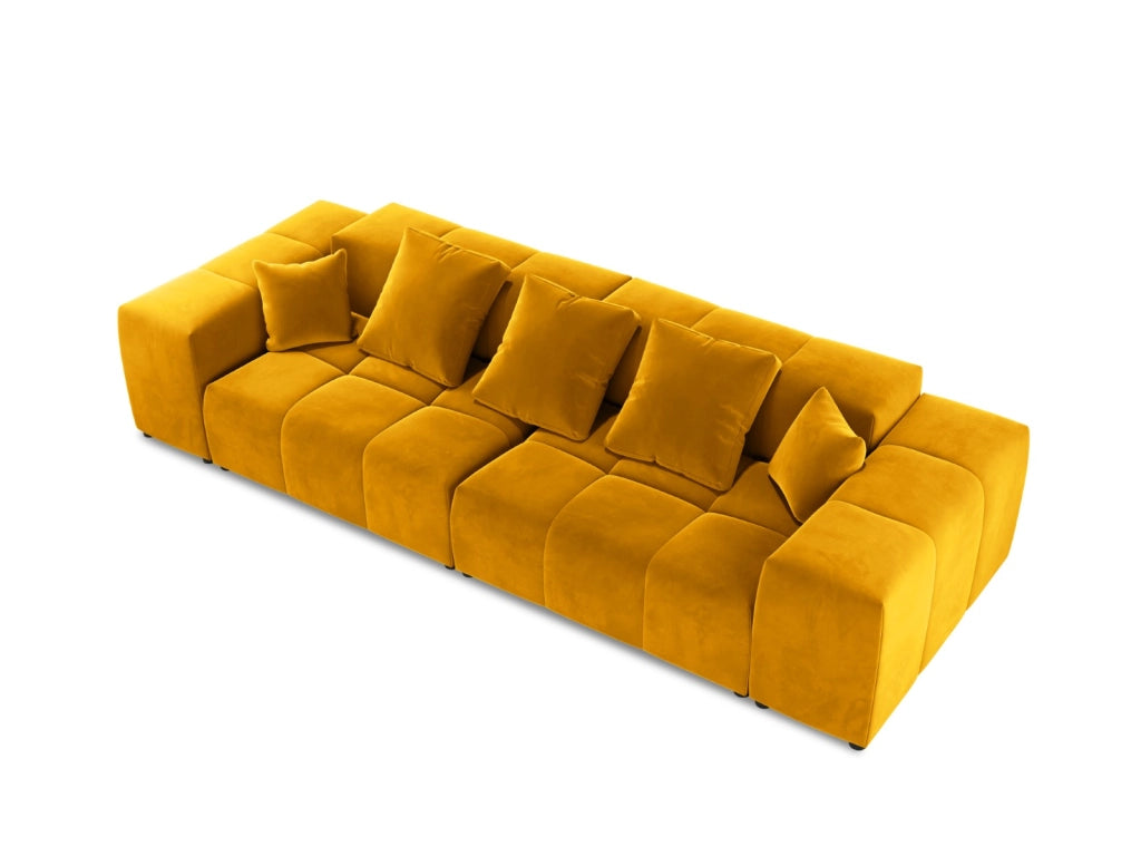 Cosmopolitan Design - Divano modulare "Rome" 3 posti in velluto giallo 