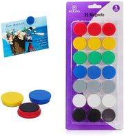 21 magneti premium per lavagne magnetiche in 7 colori. Questi magneti rotondi da 3 cm sono ideali per scuola, università, seminari, lavorare su lavagne bianche o come magneti per frigorifero in casa.