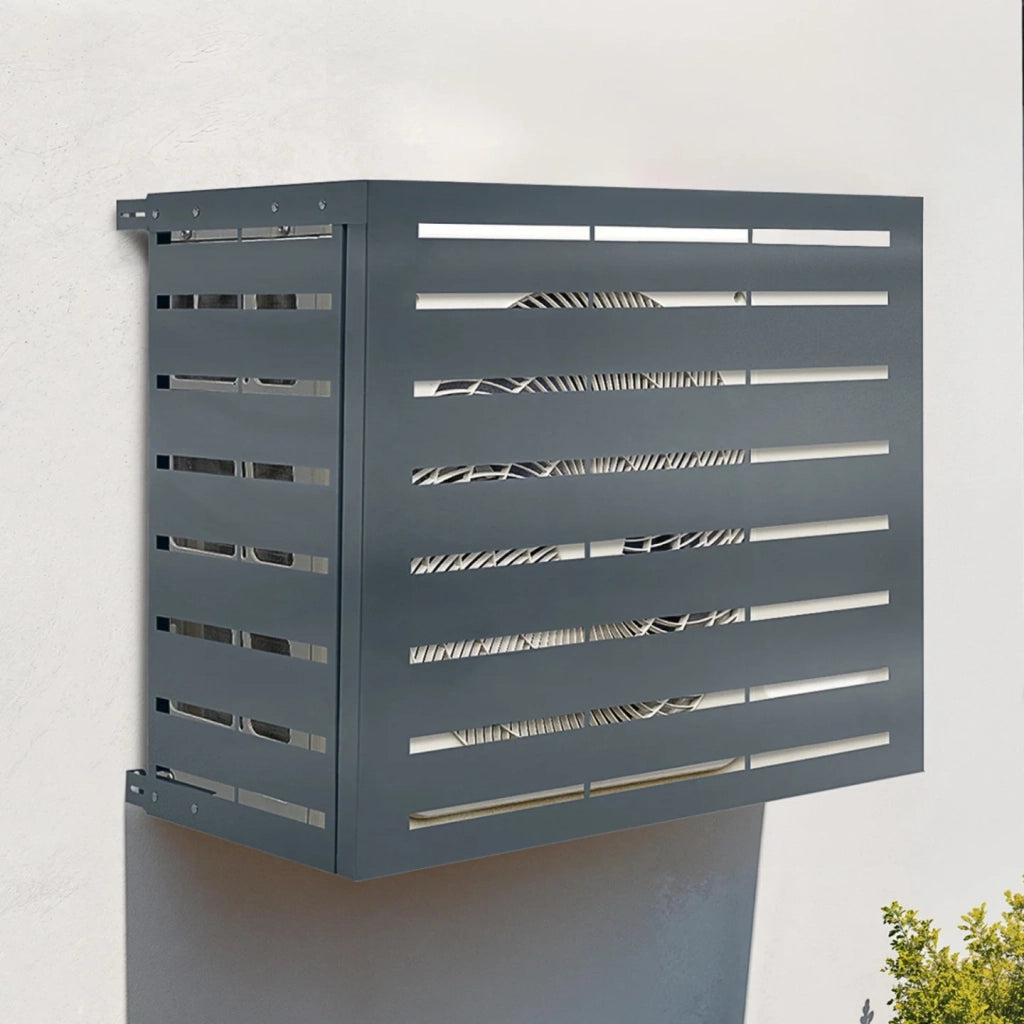 IDMarket - Copertura per climatizzatore 95 x 50 x 80 cm in metallo grigio antracite, protezione per l'unità esterna della pompa di calore