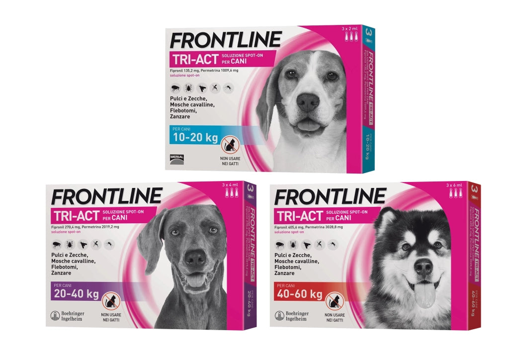 ANTIPARASSITARIO 'TRI-ACT' FRONTLINE cani 10/20 kg - 3 pipette - FRONTLINE