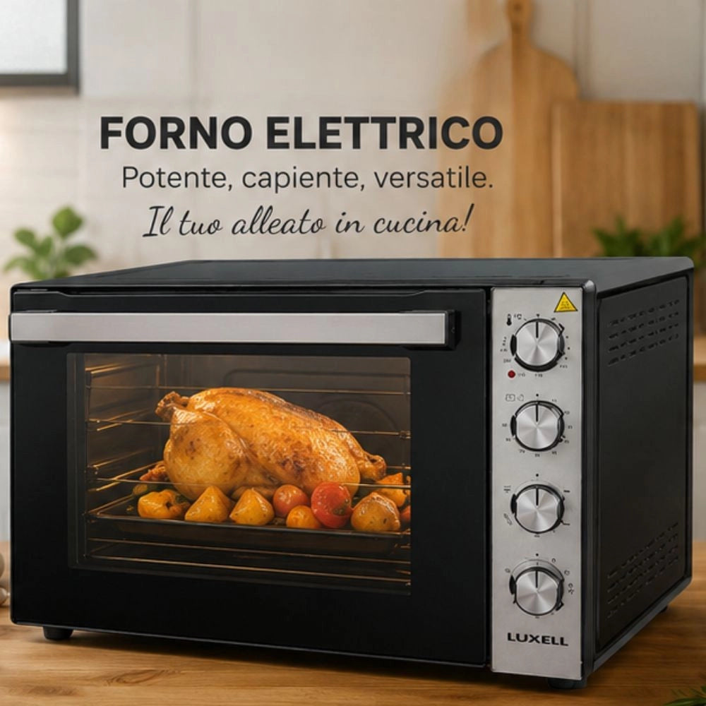 Forno d'appoggio multifunzione 70 litri nero inox LX-9645