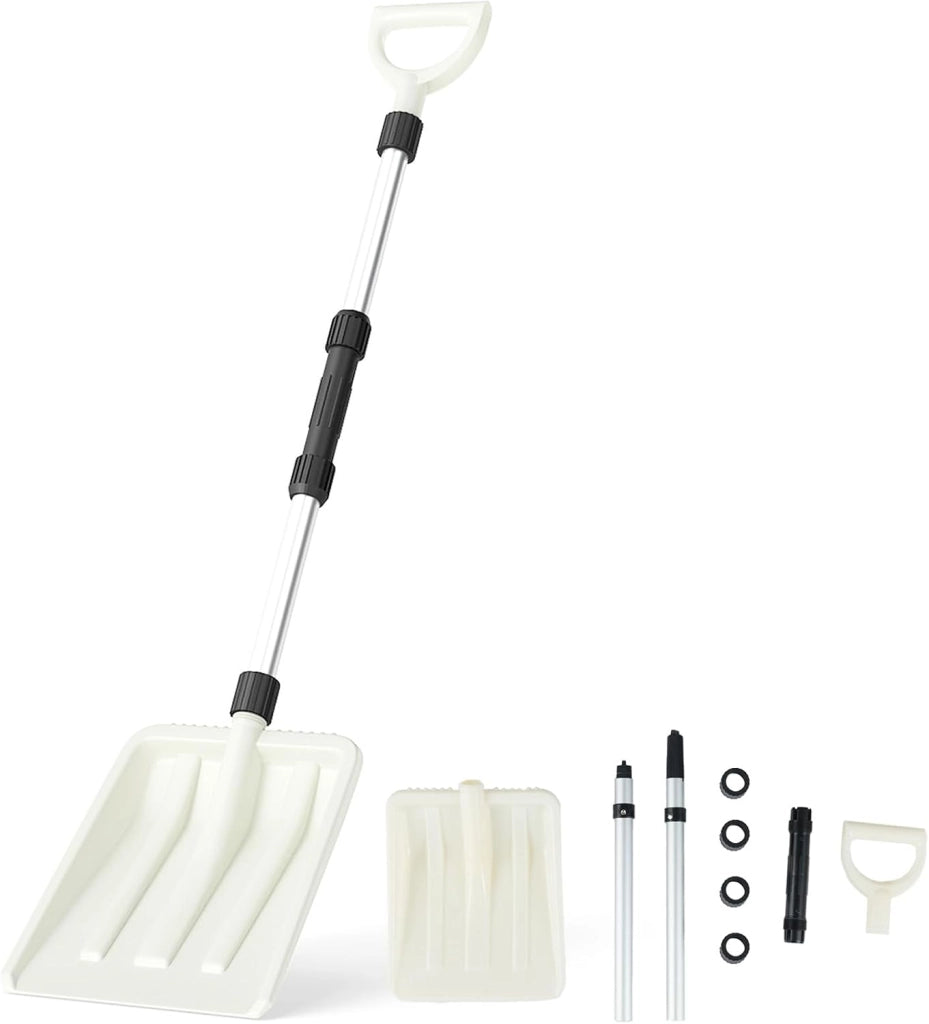Pala da Neve Larga 26 cm, Pala Trasferimento Leggera con Manico Ergonomico e Asta in Alluminio Pesante, Pala da Neve Portatile per Vialetti, Marciapiedi, Giardino e Campeggio