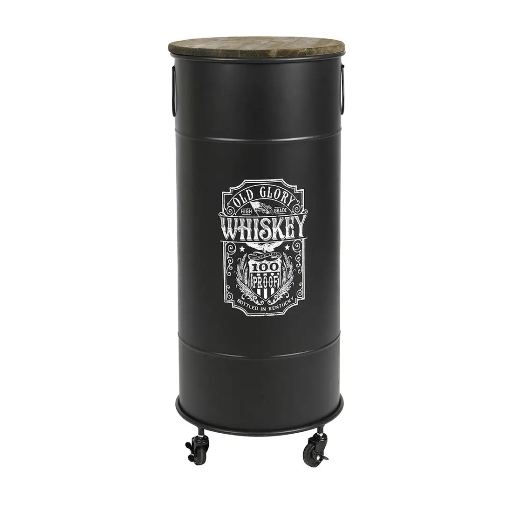 Bar mobile collezione OLD GLORY stile industriale - Diametro 40cm, Altezza 85cm