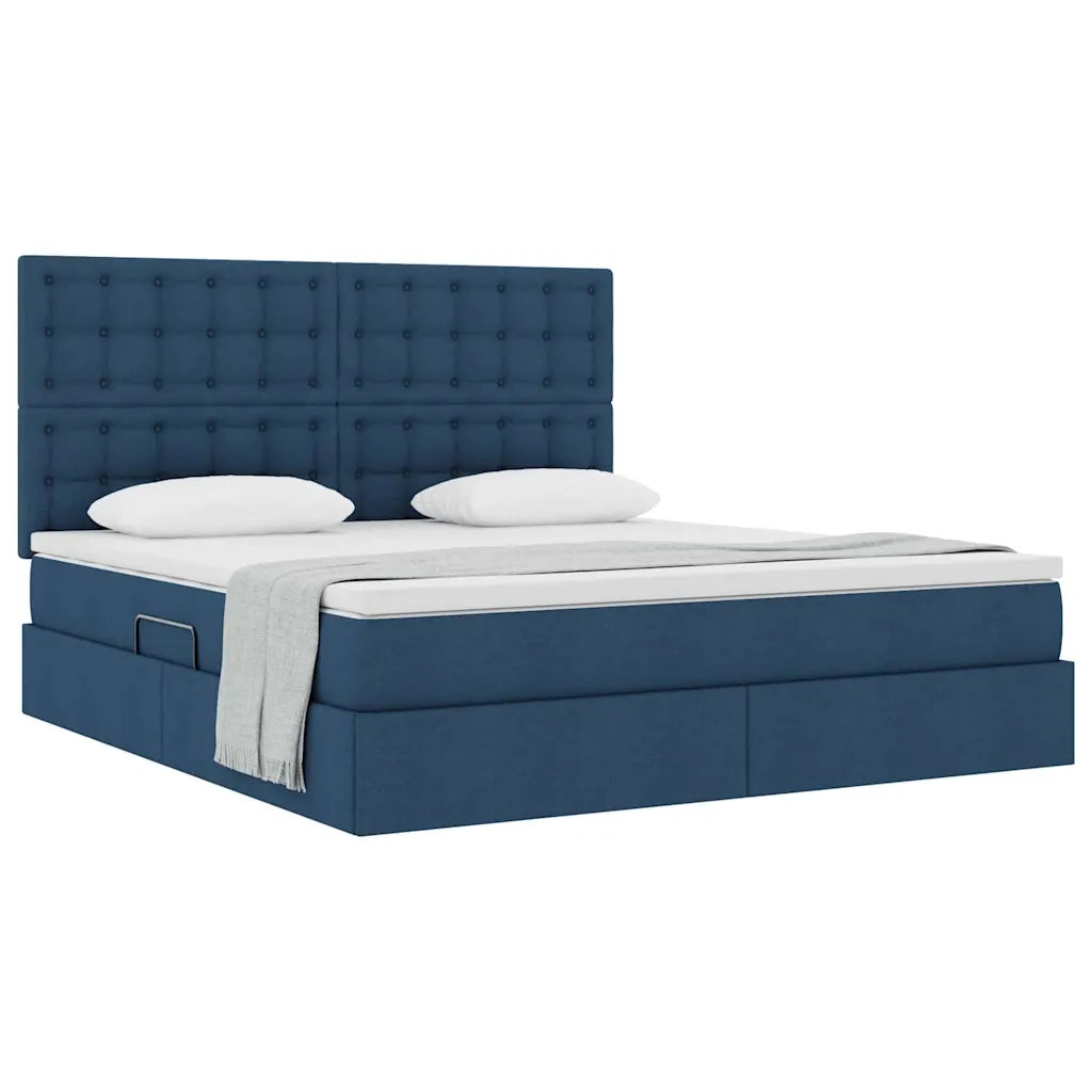 Letto con contenitore e materasso Blu 160 x 200 cm Poliestere 3371921