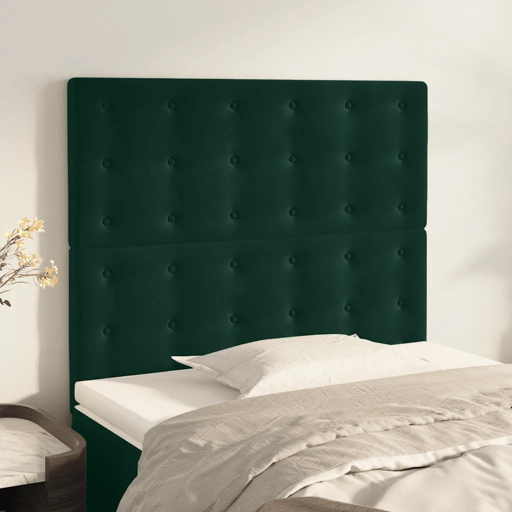 Testiera | Testata Verde Scuro 100x5x118/128 cm Velluto
