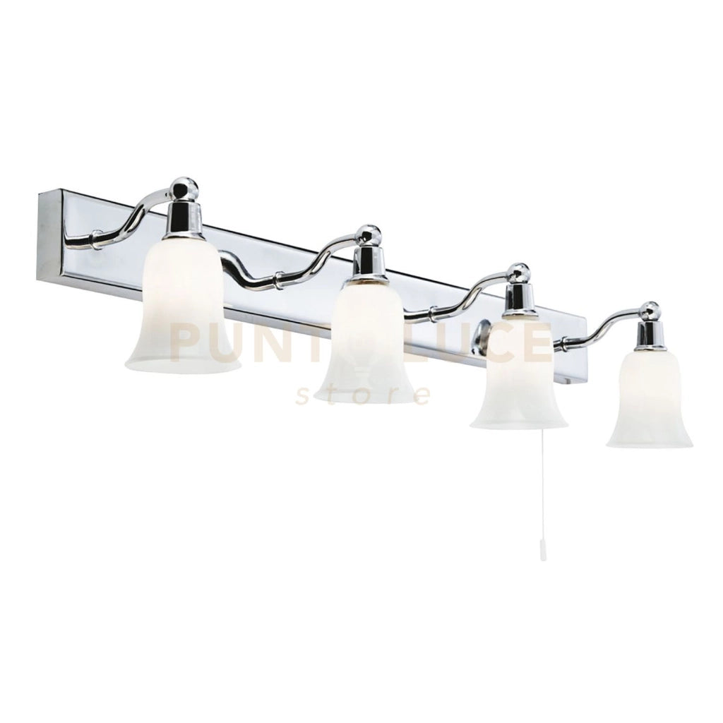 Applique Equador 4Lt - Metallo cromato e vetro opalino