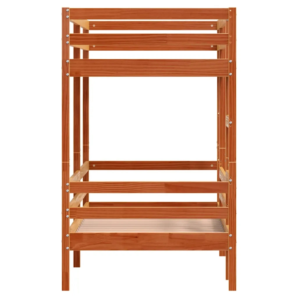Letto singolo | Letto per adulti | Letto a Castello Marrone Cera 90x190 cm in Legno di Pino