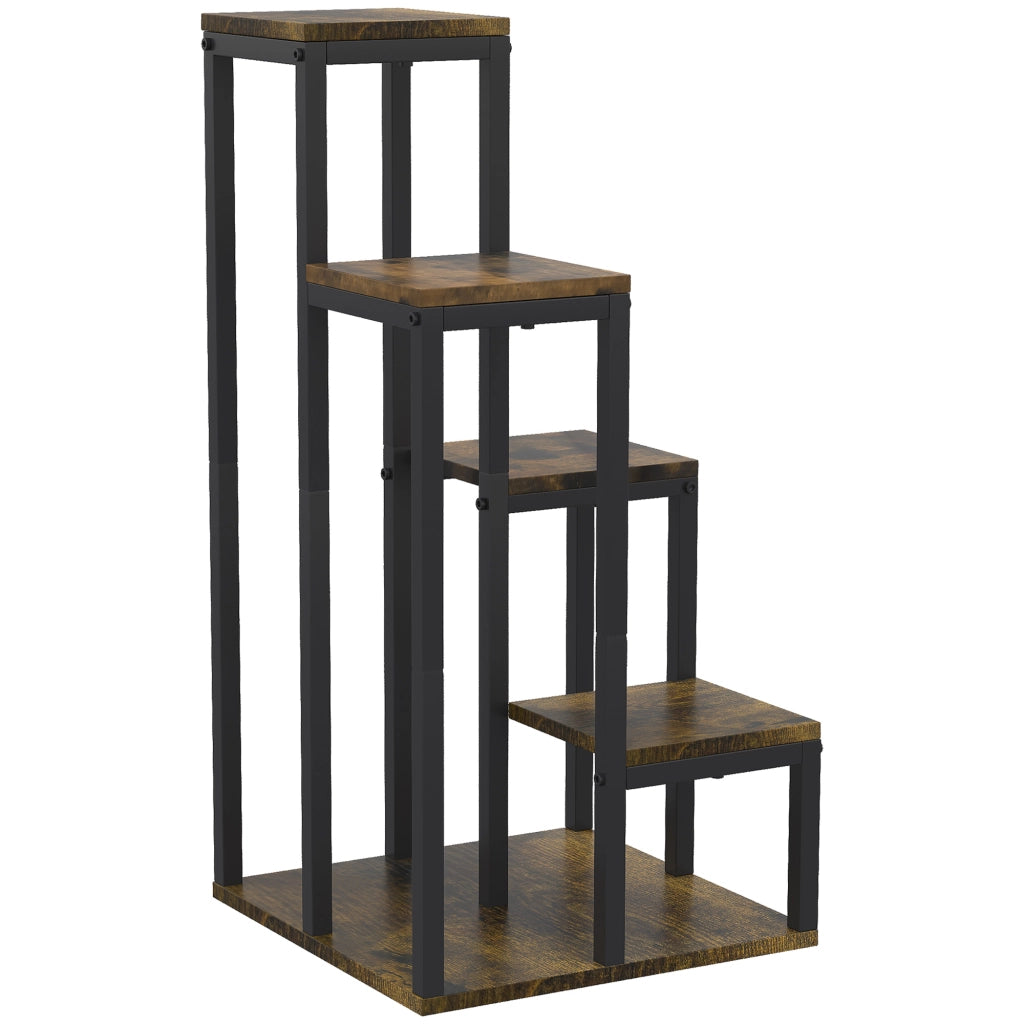Scaffale per piante 4 ripiani ¨C Zephmum ¨C Nero metallo 40x40x81 cm