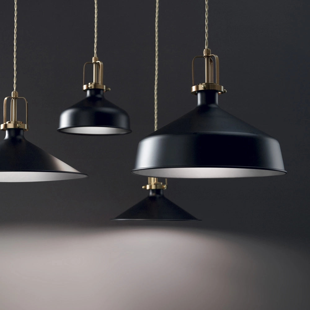 Sospensione Industrial-Minimal Eris-2 Metallo Nero 1 Luce E27