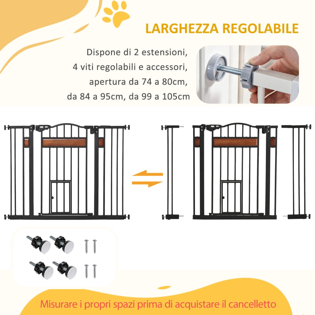 Cancello per Cani ¨C Minimal ¨C Nero 74-105x76.2 cm