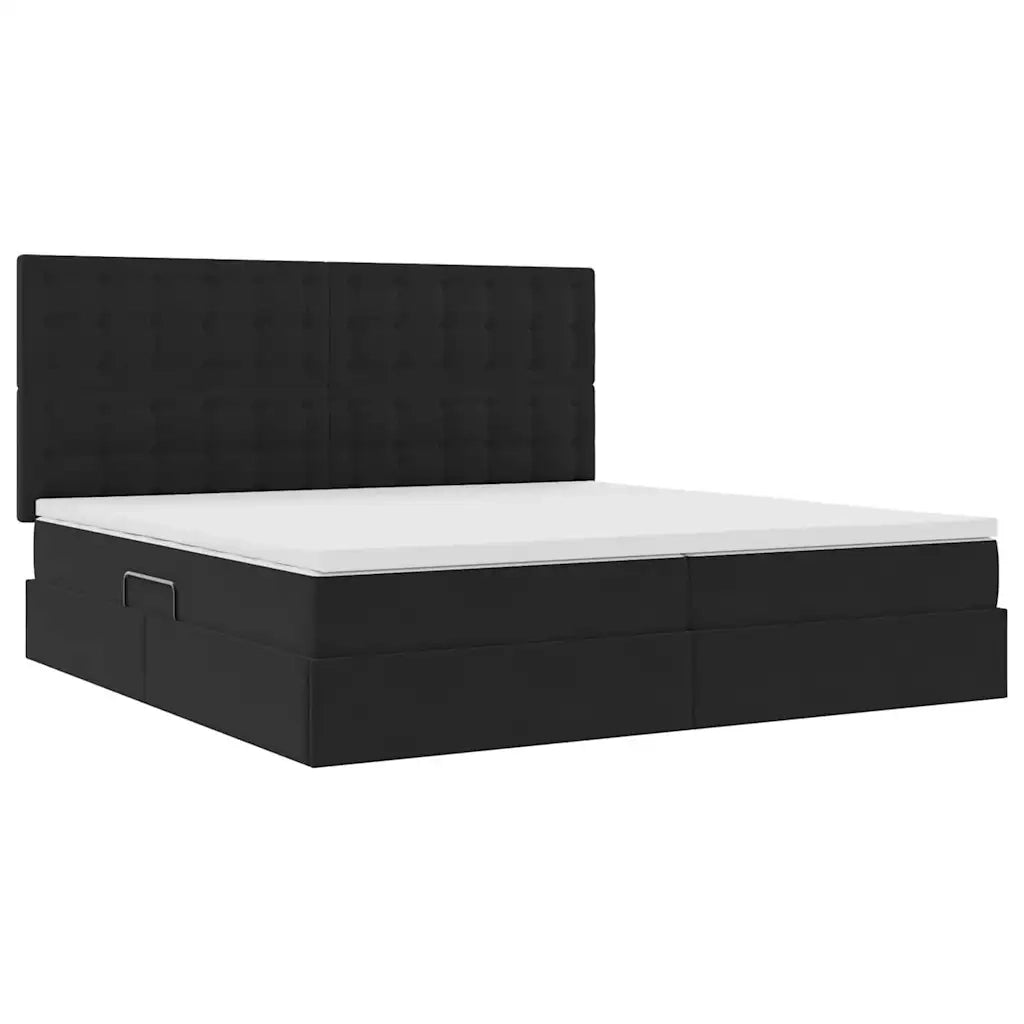 Letto con contenitore e LED con led Nero 200 x 200 cm Velluto