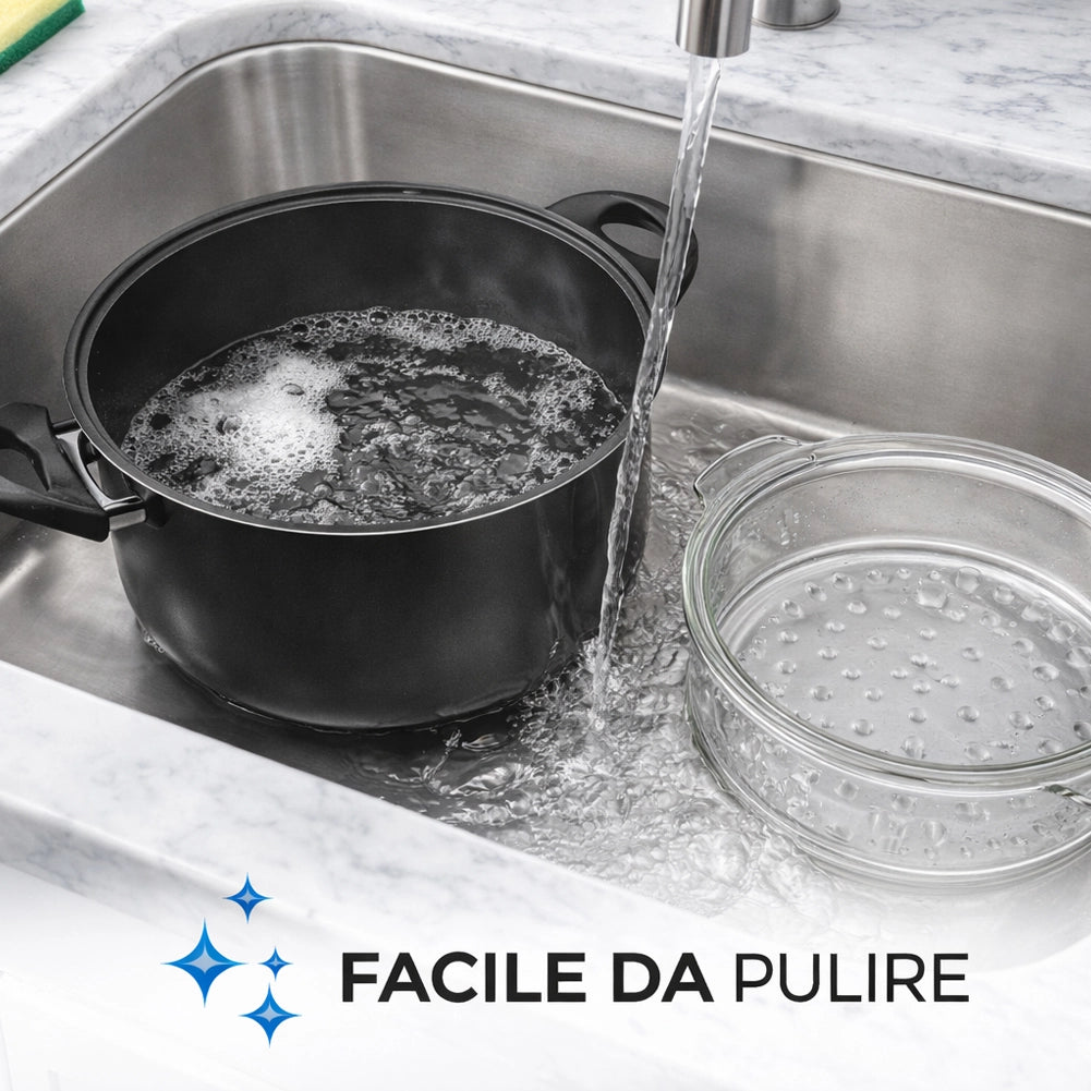 Casseruola Con Vaporiera 20 cm In Vetro e Alluminio Fuoco & Idee MADE IN ITALY