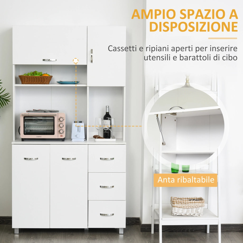 Credenza con Cassetti e Ripiani Aperti ¨C Minimal ¨C Bianco 100x39.5x183.5cm