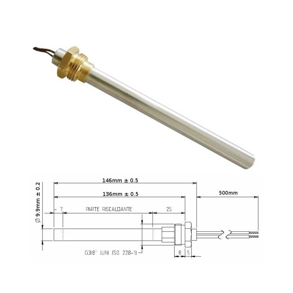 Resistenza Candeletta Stufa a Pellet 3/8 250watt 146mm Ravelli 136mm battuta - UNIVERSALE