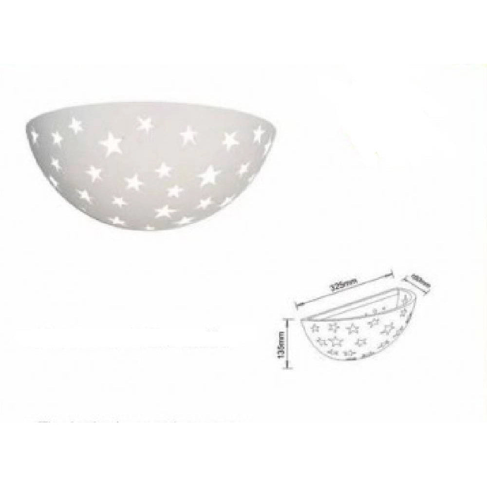 Trade Shop - Applique Lampada Parete Gesso A Forma Di Mezzaluna Con Stelle Intagliate Gs-e61 -
