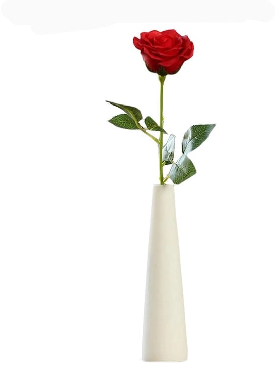 Vaso conico grande bianco ceramico, vaso di fiori a forma di capocchia, fiori singoli, vaso decorativo per decorazione domestica, centri di fiori, bouquet