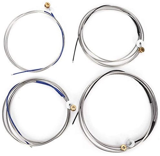 Set Completo di 4 Corde in Acciaio Durissimo - Suono Dolce - Installazione Facile - Utilizzato da Professionisti - Estremità Laccate - Corde di Basso