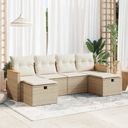 Set Divano da Giardino 6 pz con Cuscini Beige in Polyrattan 3325943