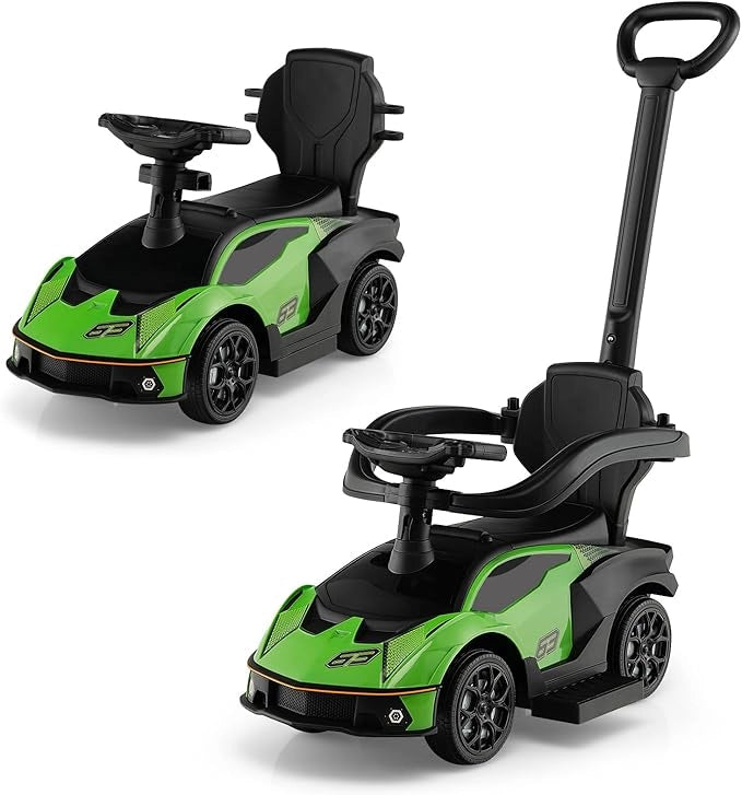 3 in 1 Lamborghini Auto a Spinta per Bambini, Macchina Cavalcabile con Impugnatura e Scatola di Stoccaggio, Ideale per Bambini 12-36 Mesi (Verde)