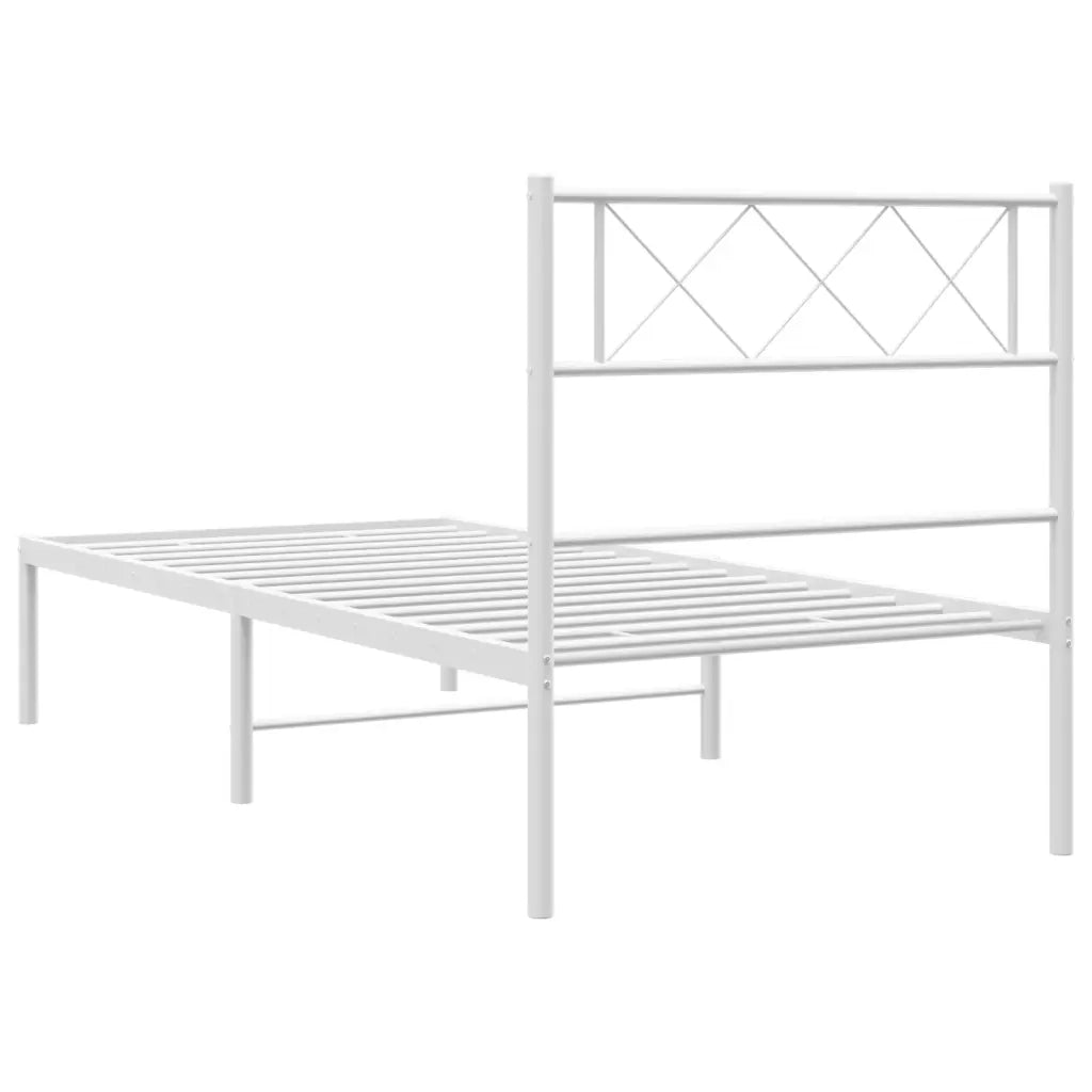 Giroletto con Testiera Metallo Bianco 80x200 cm 372317