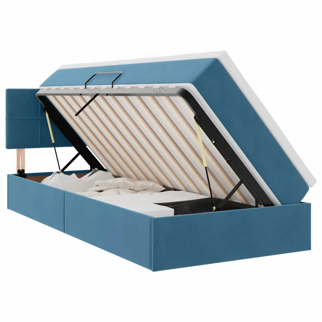 Letto con Contenitore Blu Scuro 100 x 200 cm Velluto 3370741