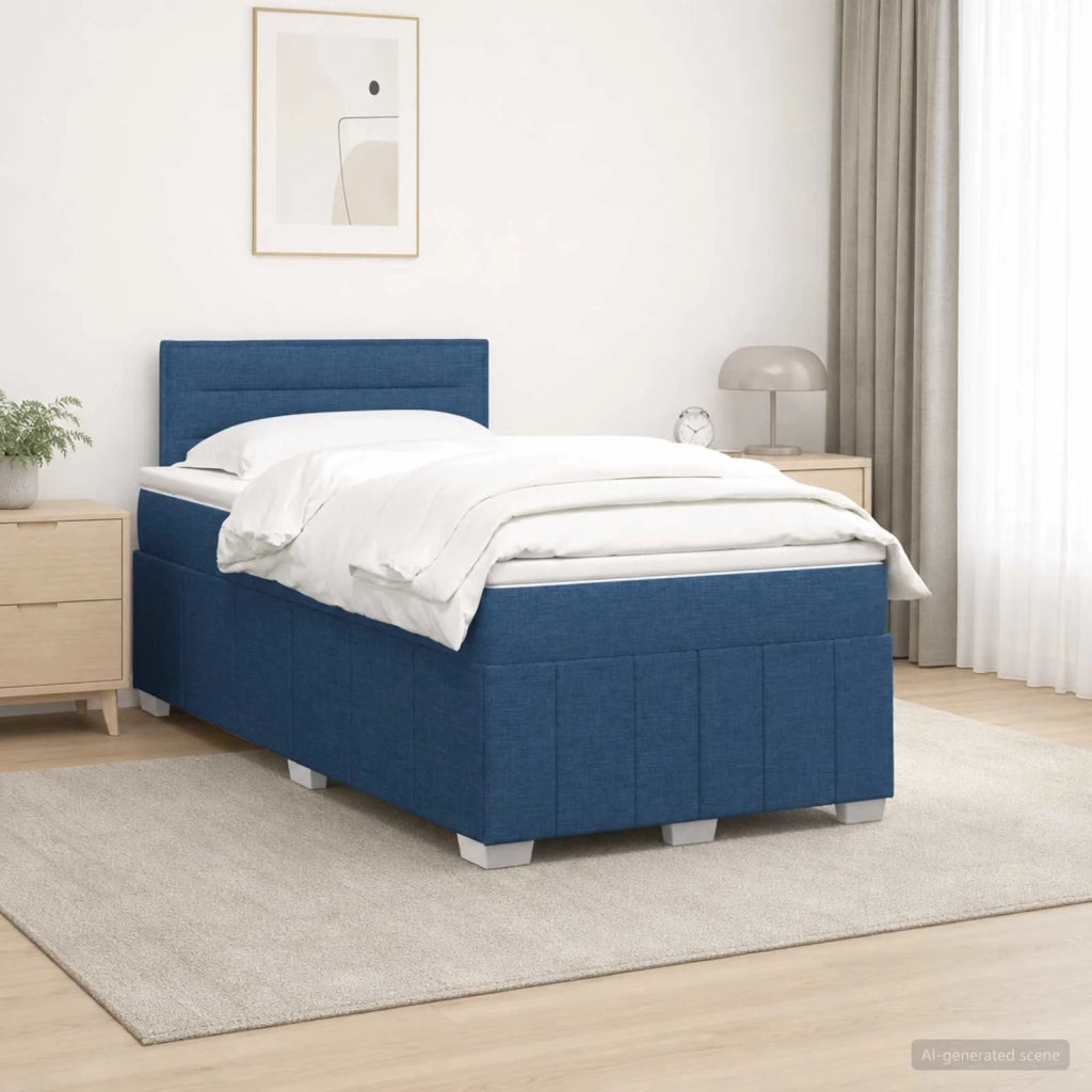 Letto box spring con materasso Blu 120 x 190 cm Tessuto 3452627