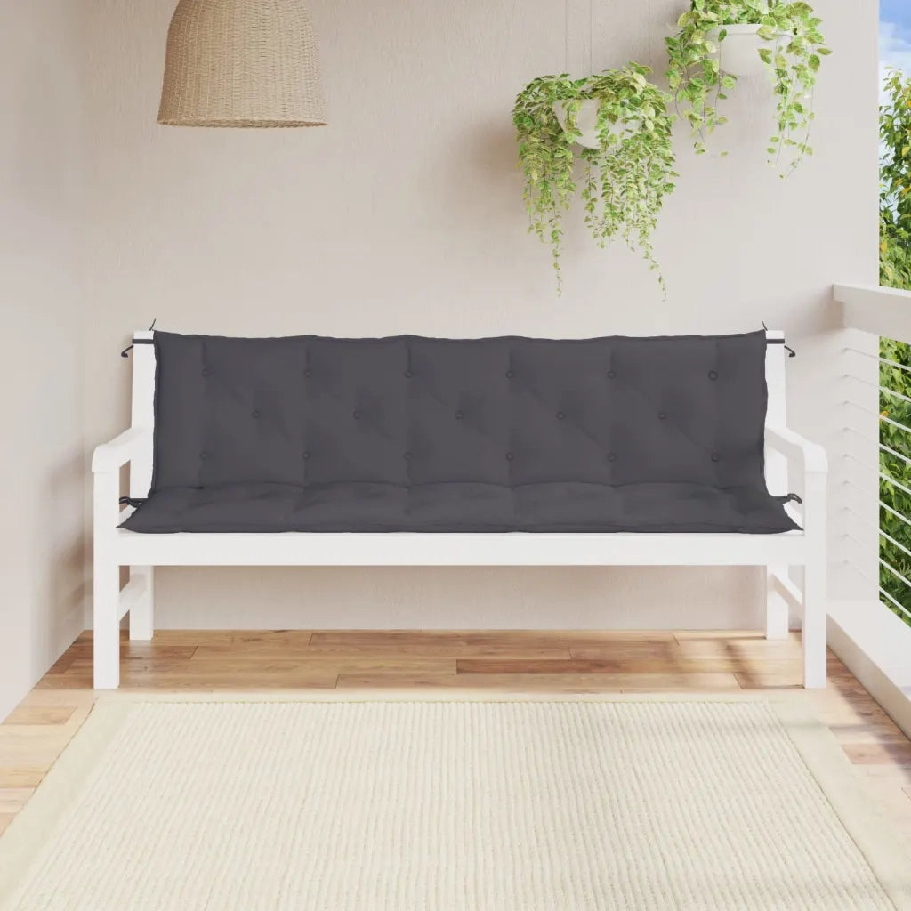 Cuscini Panca Giardino 2 pz-Set di 2 Cuscini per panchina da esterno Antracite 180x50x7cm Tessuto Oxford