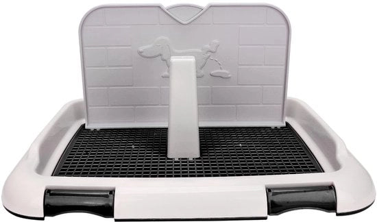 Toilet per cani Indoor con recinzione a maglia - Contenitore per pad per gatto - Capacità fino a 1 litro di urina - Pedane per piedi asciutte e pulite