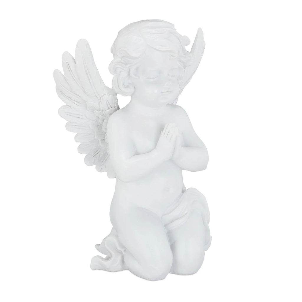 Statuetta di angelo decorativa spirituale da interno ed esterno 20 x 15 x 10 cm in pietra artificiale bianca 13_0004904