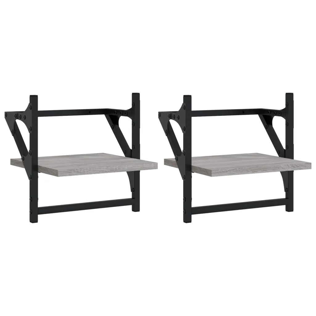 Mensole a Parete con Aste 2pz Grigio Sonoma 30x25x30 cm 836236