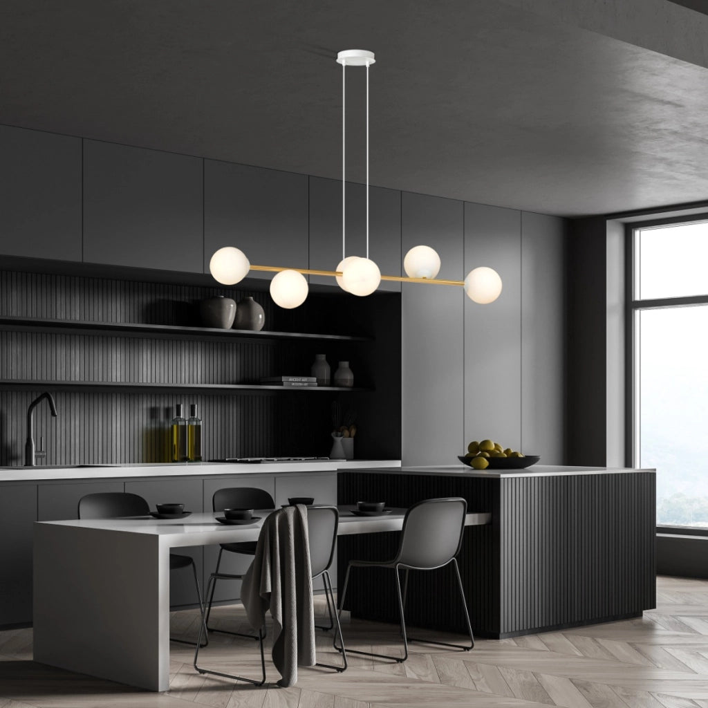 Lampadario Emibig Gravity 6 6xE14 bianco oro 110cm