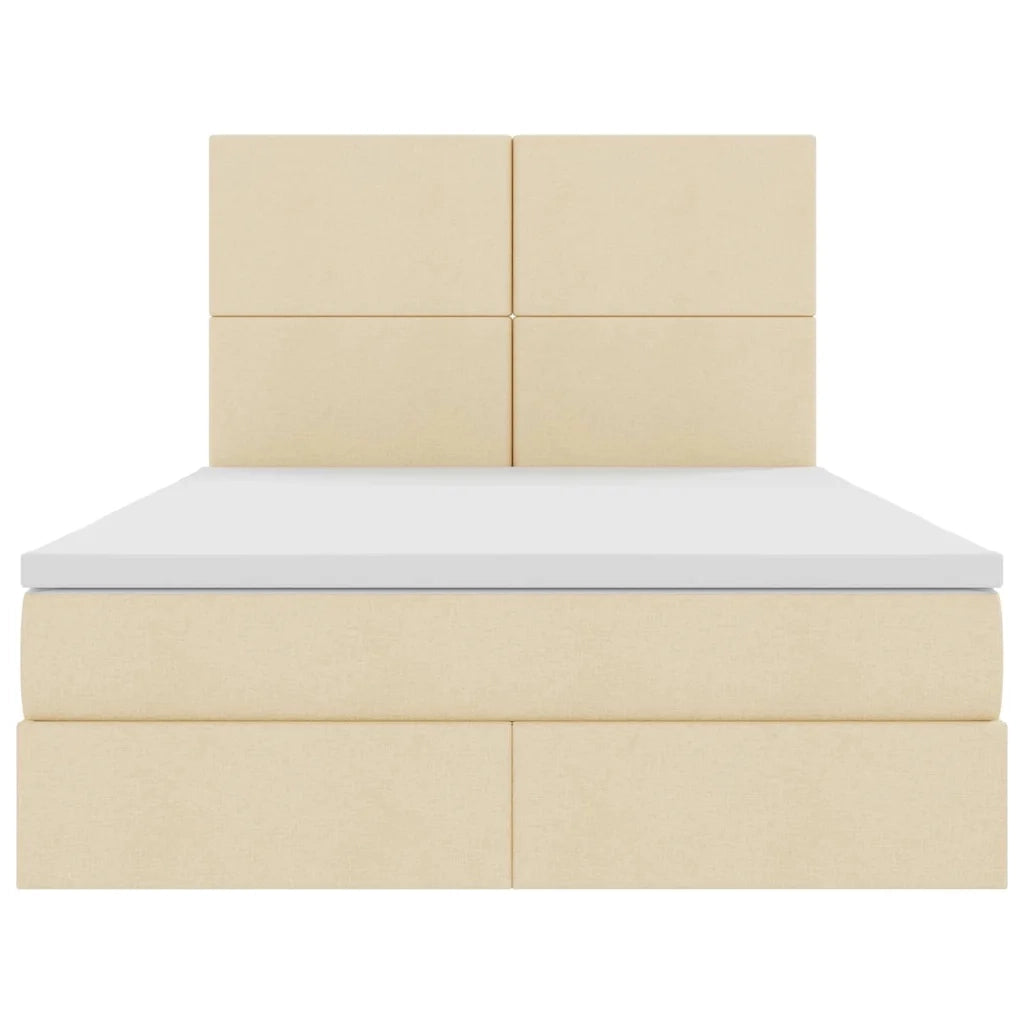 Letto con contenitore e LED Crema 140 x 190 cm Poliestere 3372355