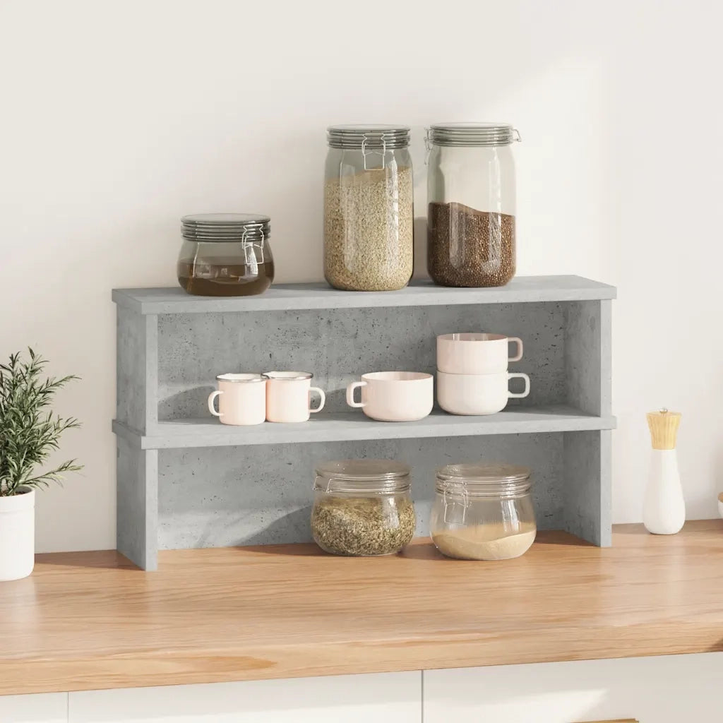 Mensola da cucina-Scaffali da Cucina Impilabili 2 pz Grigio Cemento 60x15x16 cm