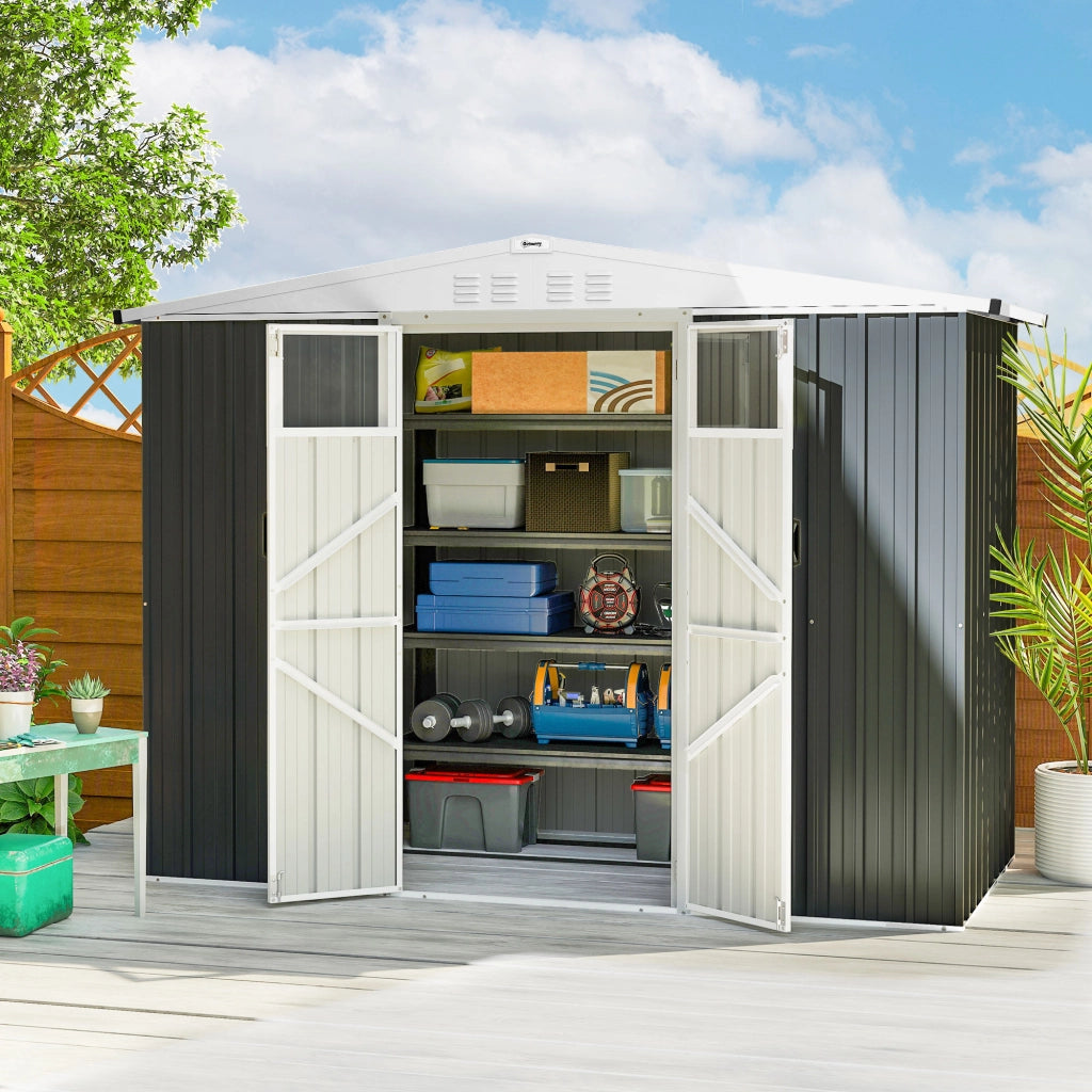Casetta da giardino in metallo ¨C Minimal ¨C grigio 246x117x180 cm