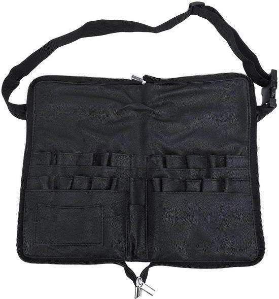 Oggetto di Trasporto per Pennelli per Trucco - Supporto Flessibile - 23 Tasche - Materiale PU - 34 x 27 cm - Deposito Sicuro con Cerniera a Slitta - Borsa per Pennelli per Trucco