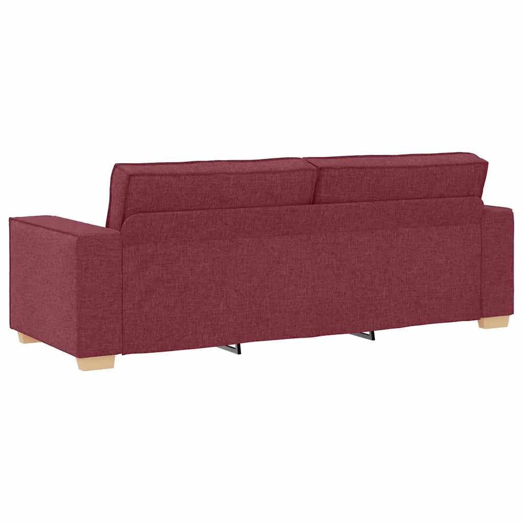 Divano 3 pcs Rosso Vino 220 x 80 x 84 cm Tessuto misto lino 3324612