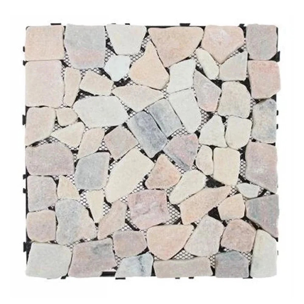 Trade Shop - Piastrella Da Giardino Effetto Marmo Pietre Rosa Pavimento Antiscivolo Ad Incastro 73559 -