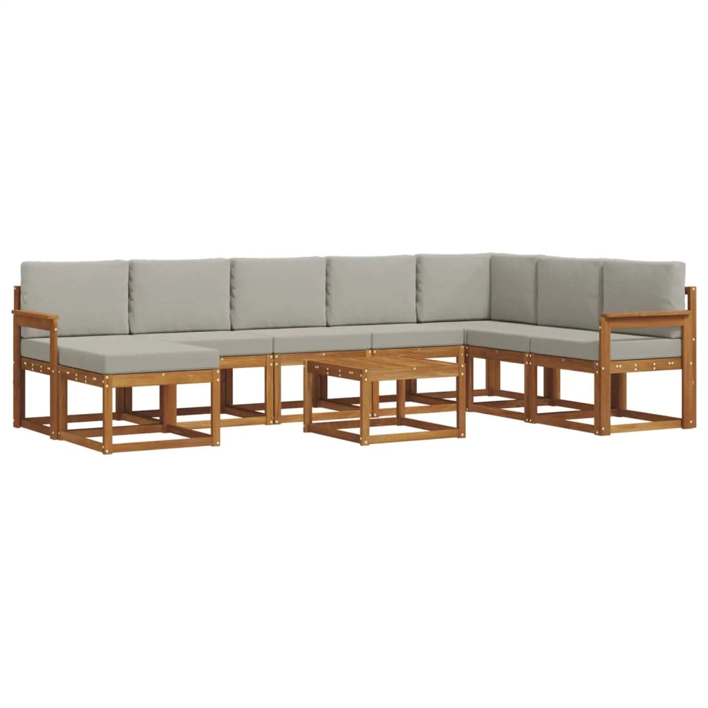Set di divani da esterno 9 pcs Grigio Naturale e Chiaro 3366839