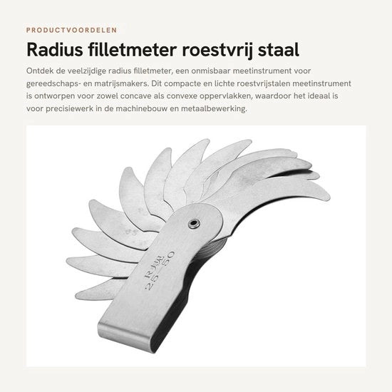 Misuratore di Raggio Portatile - Convessità/Concavità - Intervallo di Misura R0.3-100MM - Scala di Divisione - Duraturo e Resistente all'Ossidazione - Misuratore di Raggio