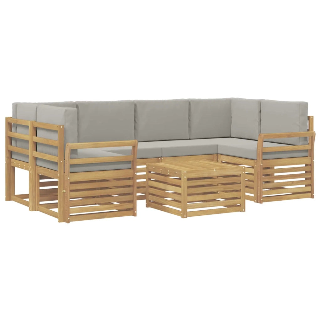 Set di divani da esterno 7 pcs Bianco e Grigio Chiaro 3391476