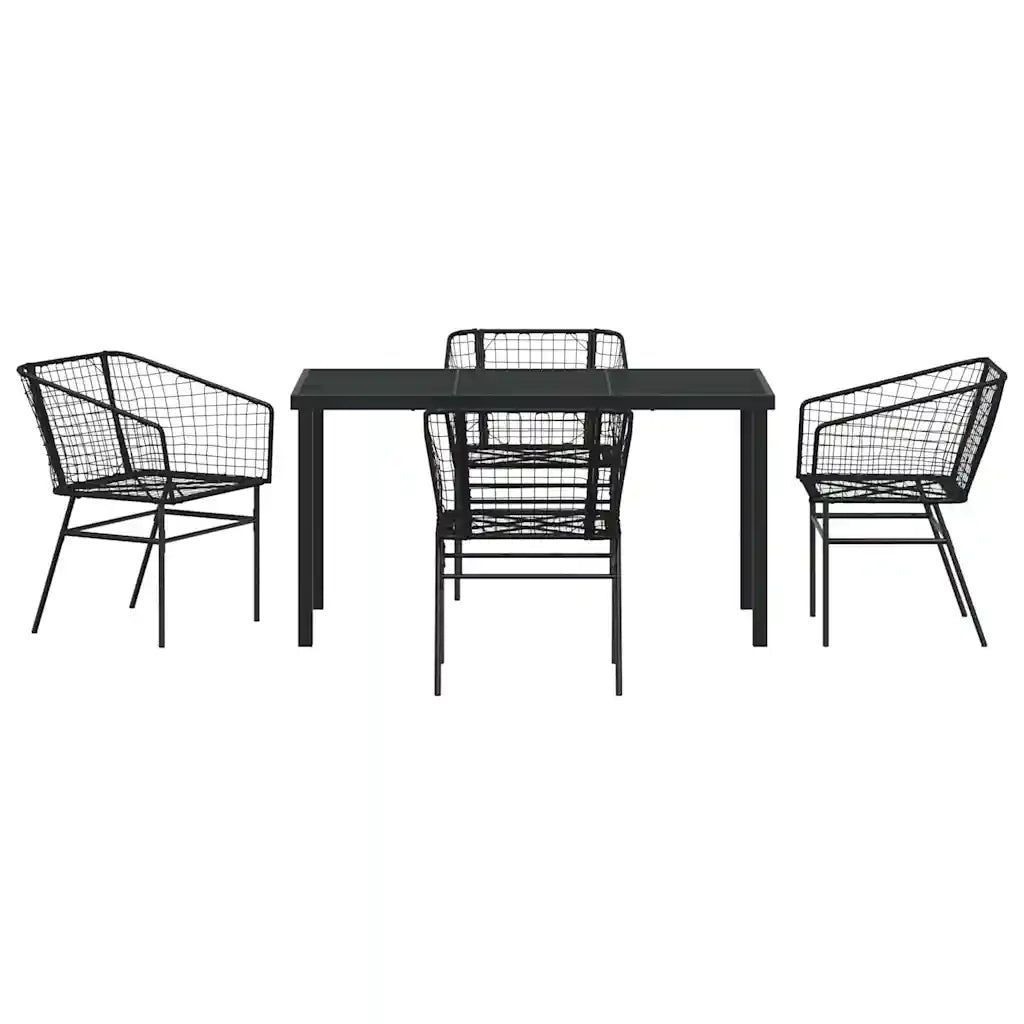 Set da Pranzo per Giardino 5 pcs Nero polyrattan