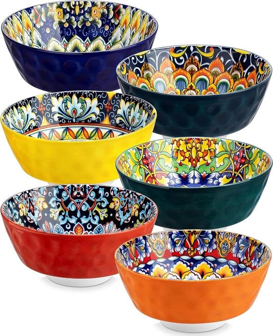 Insalata per 6 persone - set di contenitori per frutta e verdura in ceramica con coperchi per finestre - dessert, zuppe, muesli, pasta.
