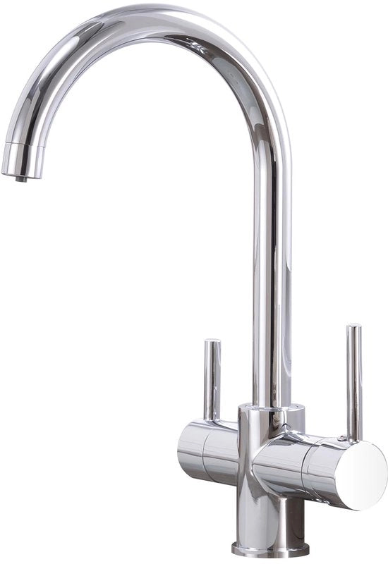 3-vie keukenmaniglia, 360° giratoria keukenmaniglia, 3-in-1 miscelatore per l'acqua per la maggior parte degli apparati osmose inversa o sistemi di filtraggio dell'acqua, cromato