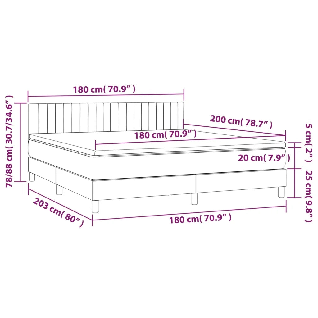 Letto a Molle Materasso e LED MarroneScuro 180x200cm in Tessuto 3133896
